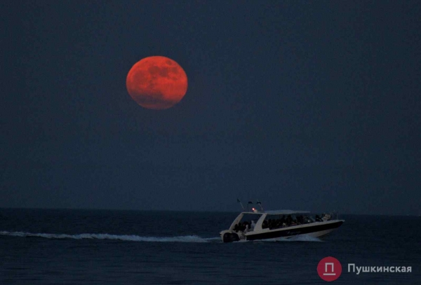 Как одесситы на берегу Черного моря красную суперлуну встречали. Фоторепортаж
