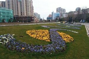 На площади 10 апреля появилась патриотическая цветочная композиция На площади 10 апреля появилась патриотическая цветочная композиция