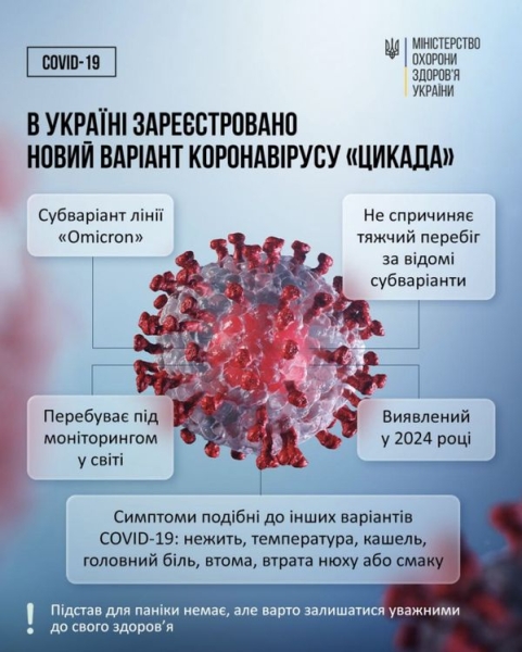 В&nbsp;Україні зафіксовано перший випадок нового штаму COVID-19 &laquo;Цикада&raquo;